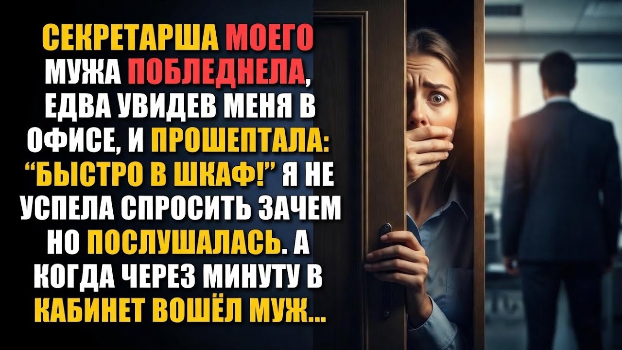 Секретарша шепнула: Быстро в шкаф! И закрыла дверь. Через минуту я услышала голос мужа и похолодела…