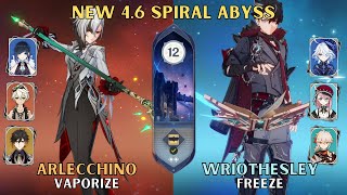 NEW Spiral Abyss 4.6 Floor 12 | C0 Arlecchino Vaporize & C0 Wriothesley Freeze | Genshin Impact