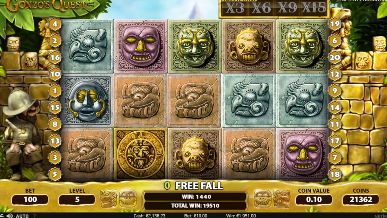 Gonzo's Quest x196 занос - Ставка €10