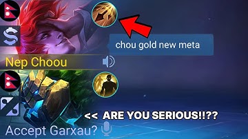 CHOU IS NOT A FIGHTER ANY MORE HE IS NEW META MASKMAN!!(gold chou is here)mlbb