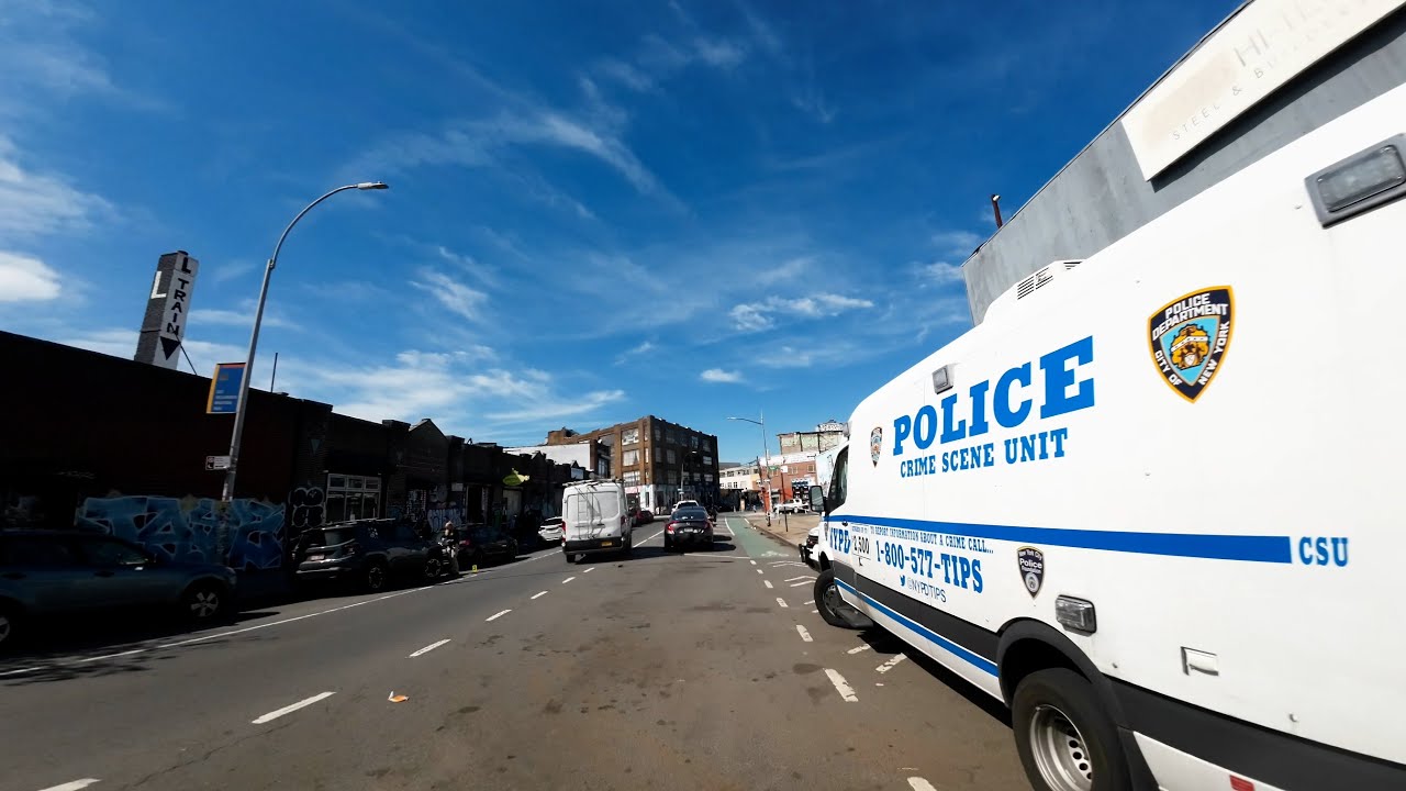 3/18/23 Bushwick, Brooklyn to Astoria, Queens, biking past a crime