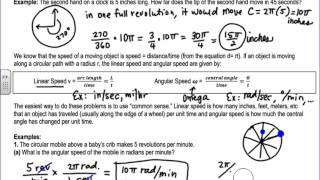 Lesson 21 Precalculus; Angular and Linear Motion