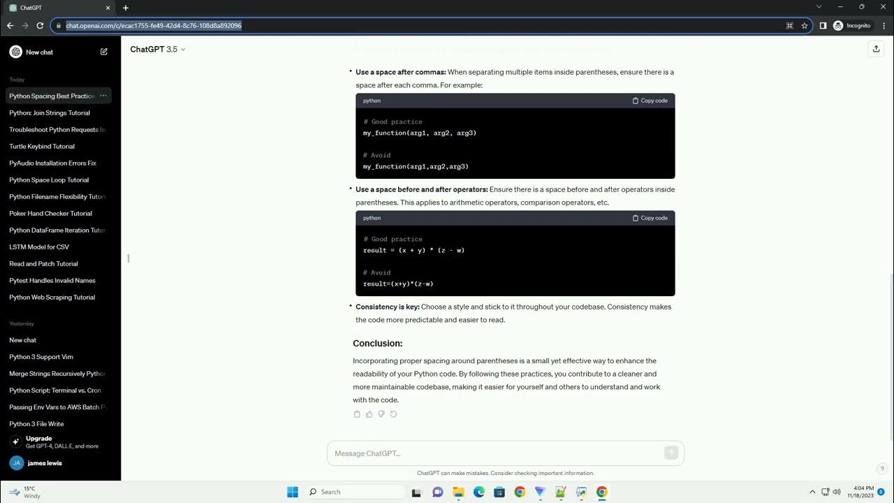 Adding spaces before or after parentheses Python - YouTube