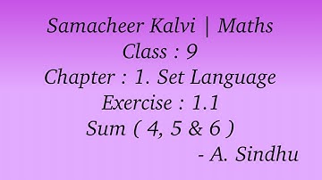 9th Maths Samacheer | Chapter 1 | Set Language | Exercise 1.1 | Sum (  4 to 6 )