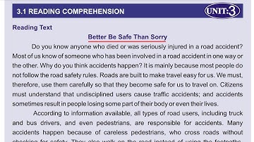 English Class 8: Unit 3 || Better Be Safe Than Sorry || Traffic Education, part 1 of 2.