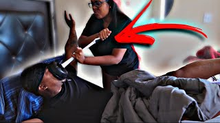 PLUNGER PRANK ON SLEEPING HUSBAND! *HE SNAPPED*