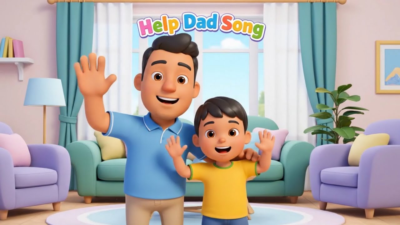 Help Dad Song 👨‍👧💙 | Kindness & Responsibility Song for Kids | Family Learning Nursery Rhyme