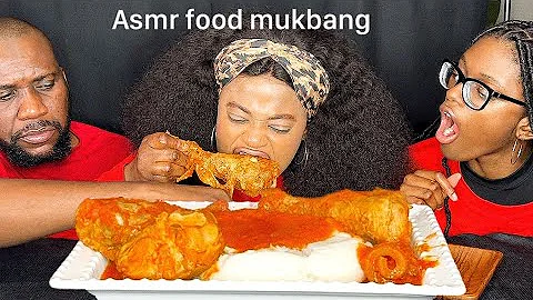 OUR DAUGHTER INTRUDED OUR ASMR AFRICAN FOOD MUKBANG wt Rice Fufu & Turkey Pepper Soup