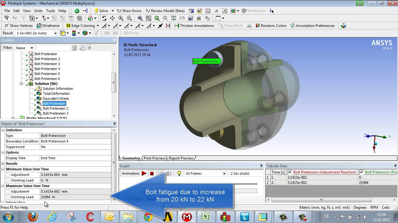 CADFEM Tutorial No.5 Evaluating Bolts using ANSYS® Workbench™ YouTube