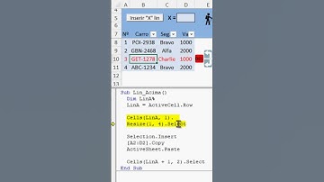 GESTÃO DA LINHA ATIVA / INSERIR Linha intermediária / Excel VBA