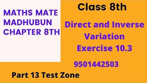 Direct And Inverse Variation Class 8th Test Zone Part 13