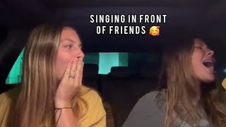 Singing in front of friends and family priceless reaction