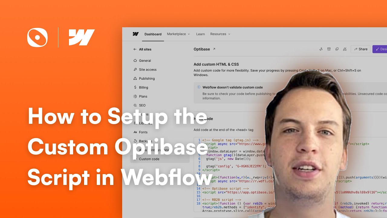 How to Setup the Custom Optibase Script in Webflow - YouTube