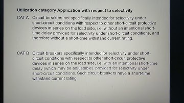 Utilization category Application in Switchgear
