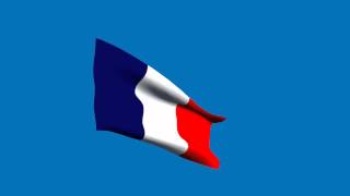 France flag in the wind (moving) - blue screen effect