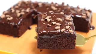 Chocolate brownie cake with cocoa powder and chocolate Ganache