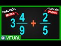 Suma de una fracción mixta con una fracción propia Video 1 | Aritmética - Vitual