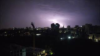 Thunderstorms lightings and heavy rain above Sofia the capital of Bulgaria