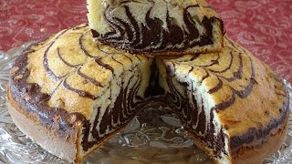 كيكة الزيبرا (المخططة) سهلة التحضير بمقادير بسيطة وشكل رووووووعة. Zebra cake