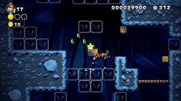 New Super Mario Bros. U - Rock-Candy Mines-4 - A string of Stars and 1-Ups in the darkness (Wii U)