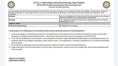 UPTAC CUET UG Not Eligible for Counselling Error I Not Eligible for Counselling CUET UG 2022