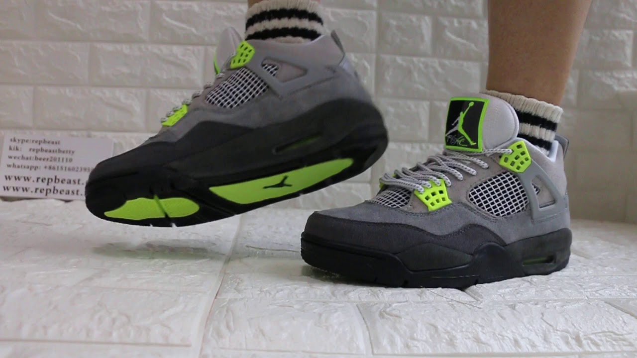 jordan 4 se neon on feet