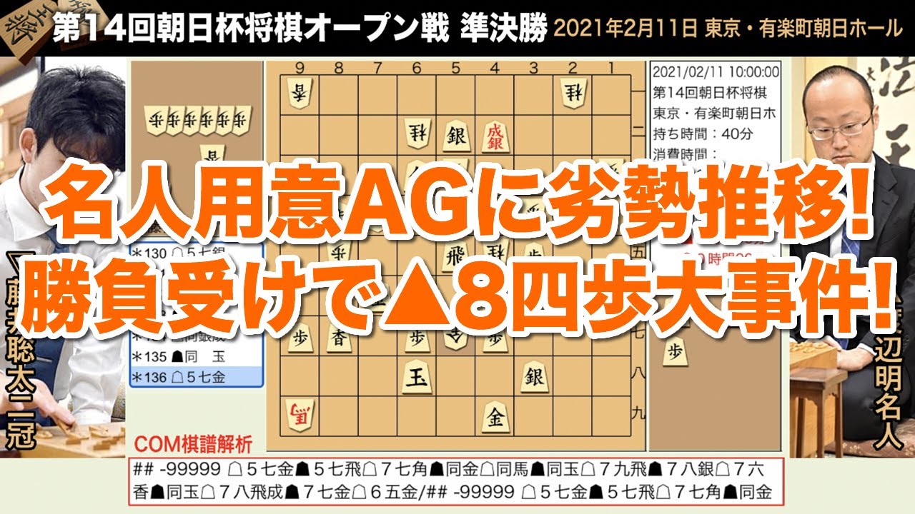 第14回朝日杯将棋オープン戦 準決勝 渡辺明名人 藤井聡太二冠 将棋棋譜 Youtube