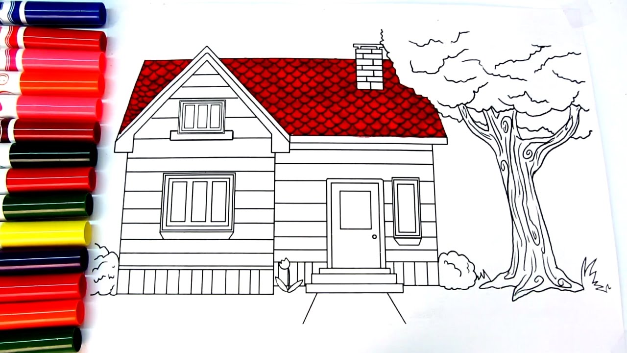How to Color House Coloring Book Pages Colorful Video For Kids YouTube