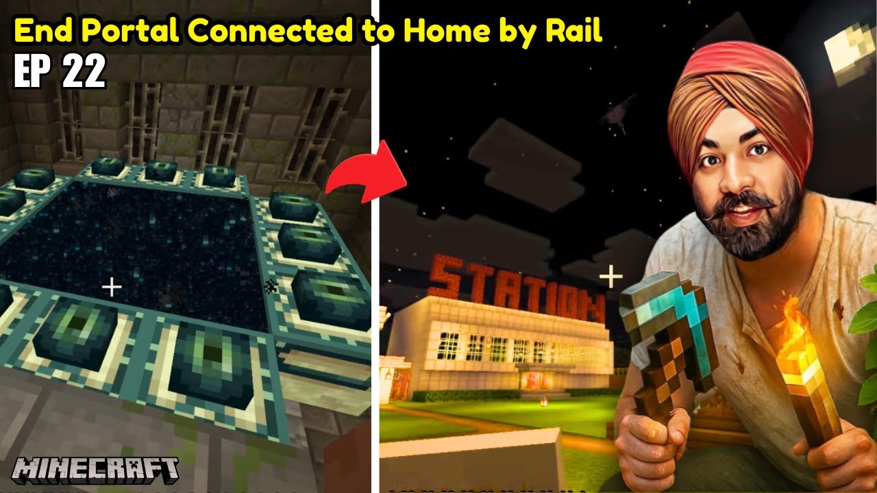 Minecraft Survival EP 22 | End Portal Connected to Home by Rail 