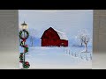 Red Barn In Winter ❄️ ACRYLIC PAINTING TUTORIAL