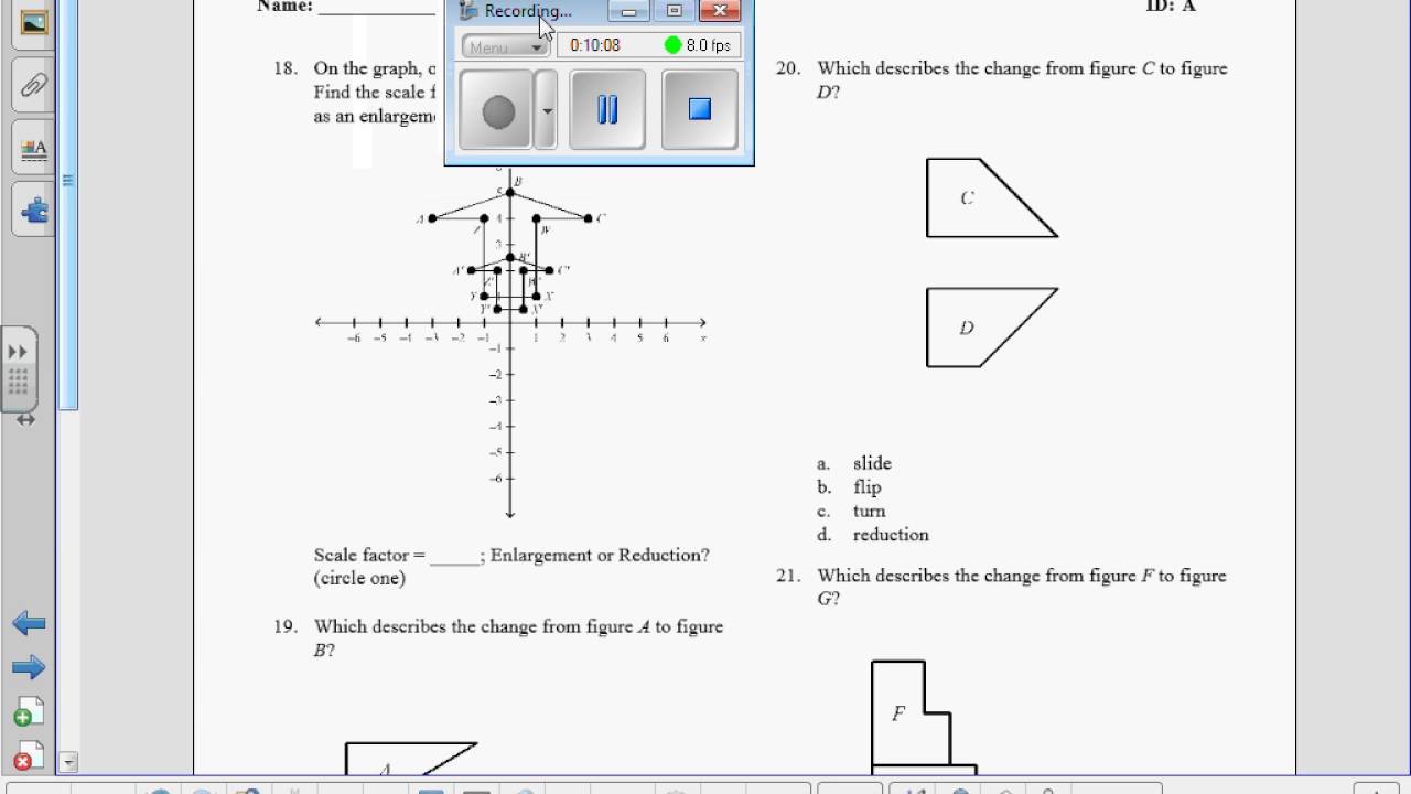 Transformations Practice Test with problems worked out. - YouTube