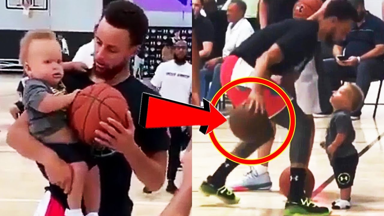 Stephen Curry Teaches His 1 Year Old Son Canon Curry How To Dribble Youtube