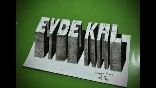 Evde Kal Türki̇ye - 3D Evde Kal Çi̇zi̇mi̇ - Drawing Stay Home