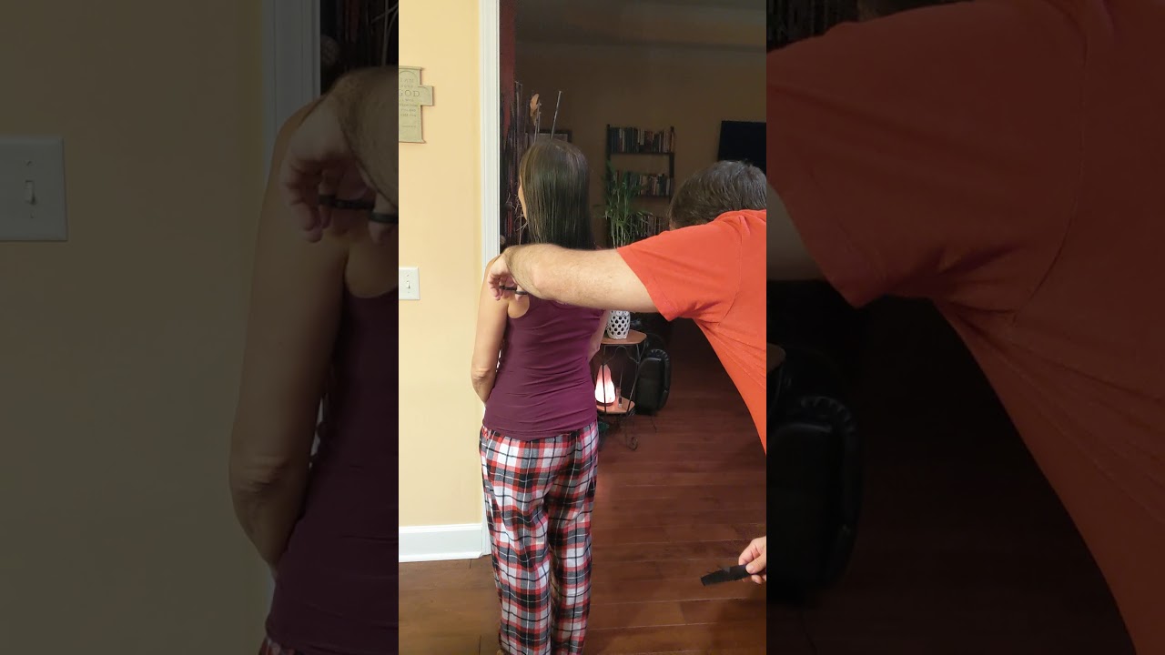 Husband cuts wife's hair!!! Cuts more than expected!