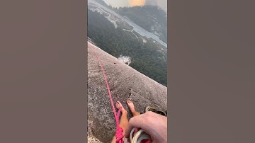 Exposed ledge traverse #squamish #climbing