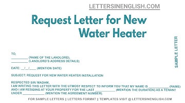 Request Letter for New Water Heater - Sample Letter Requesting a New Water Heater
