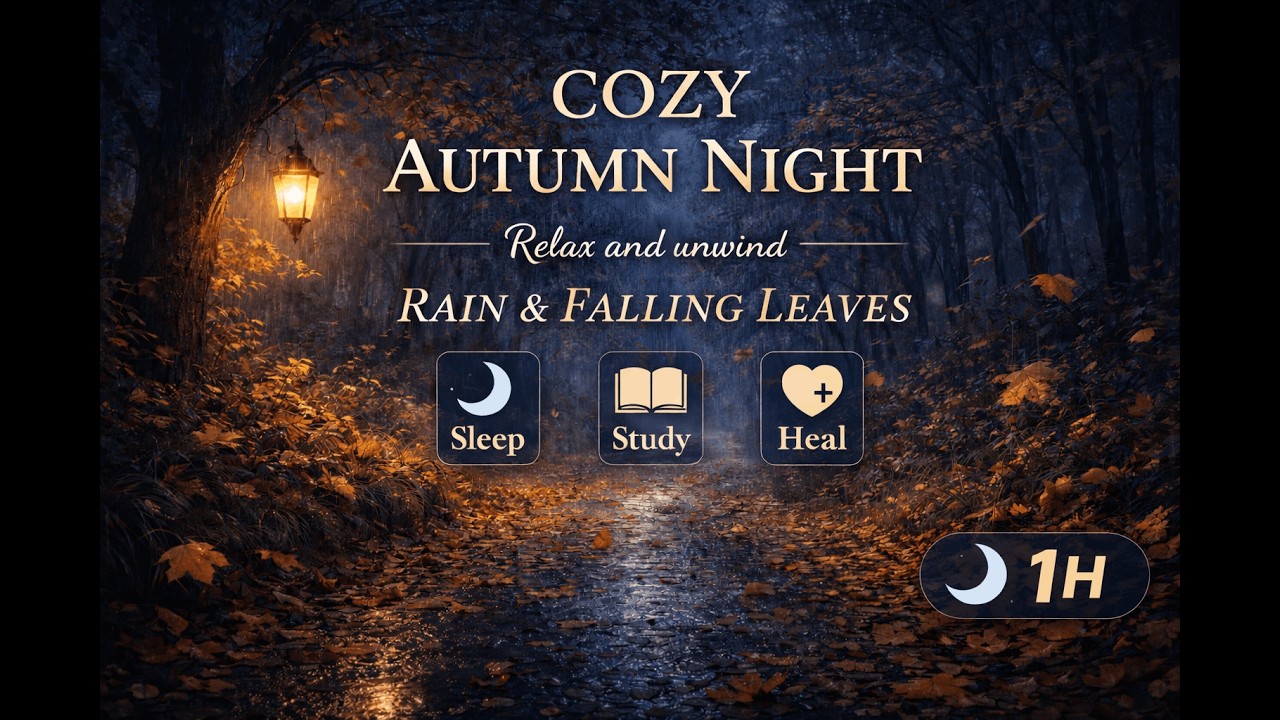 Cozy Autumn Night Ambience: Rain, Wind & Rustling Leaves for Sleep & Focus (1H)