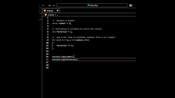 Find Factorial of a Number in JavaScript | Using For Loop #coding #video #viral #shorts #trending