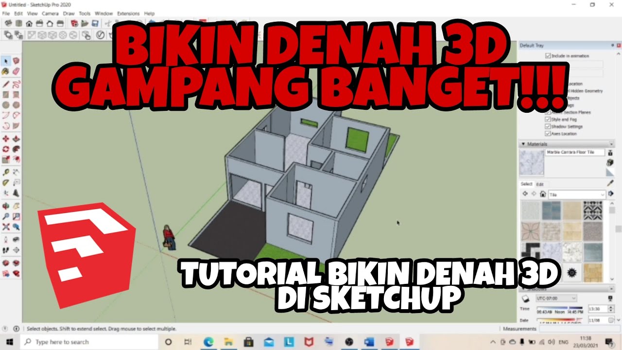 Cara Membuat Denah 3D Menggunakan Sketch Up - YouTube Music