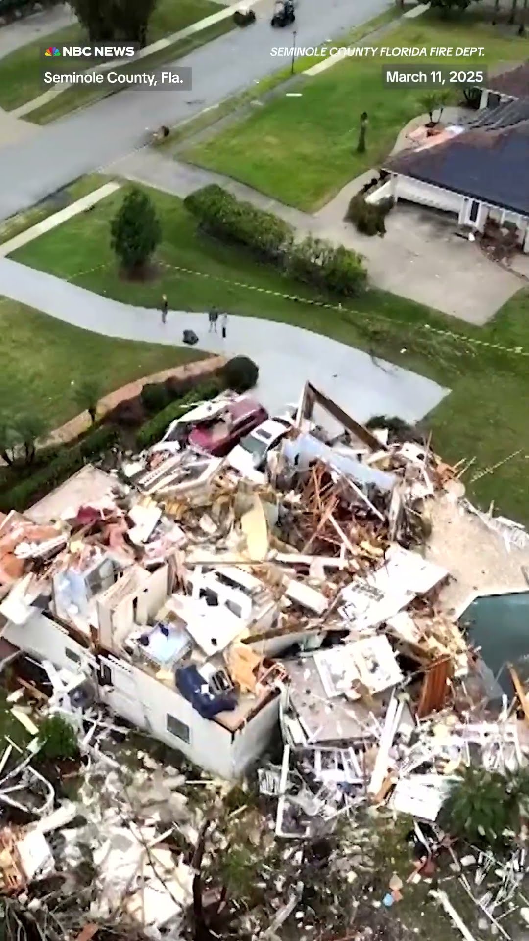 Drone video shows damage from a tornado in Florida