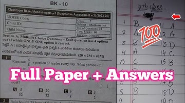 Ap 7th class mathematics Sa2 real full question paper 2024|7th CBA-3 Sa2 maths paper 2024 answers
