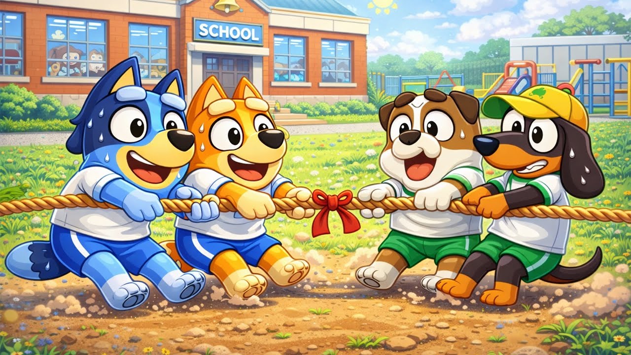 Who Wins the Tug of War? 💪😲 Snickers & Winton Face the Bluey Sisters 🏁🔥| Funny Bluey Animation