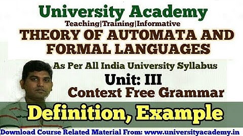 TAFL30:Theory of Automata,Context Free Grammar(CFG),Context Free language(CFL) Hindi