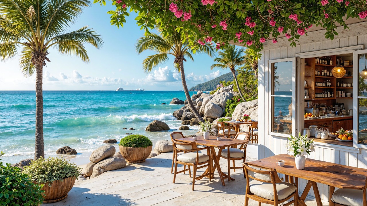 Positive Cafe Jazz by the Sea | Relaxing Jazz Music & Calming Wave ...