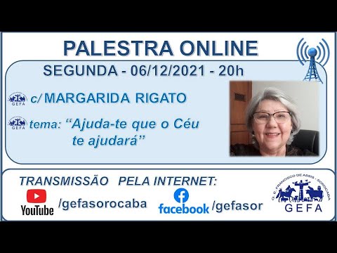 Assista: Palestra online - c/ MARGARIDA RIGATO (06/12/2021)