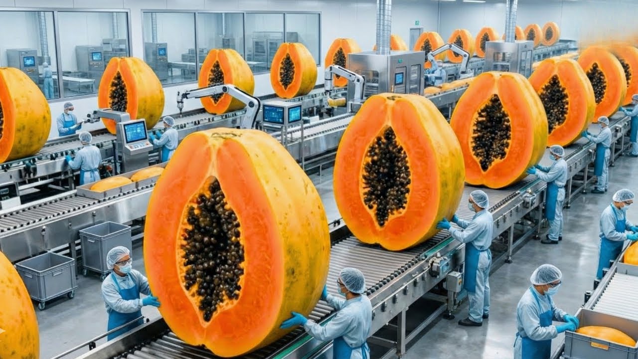 You’ll Never Guess How Papayas Become Desserts (Factory Process Revealed)