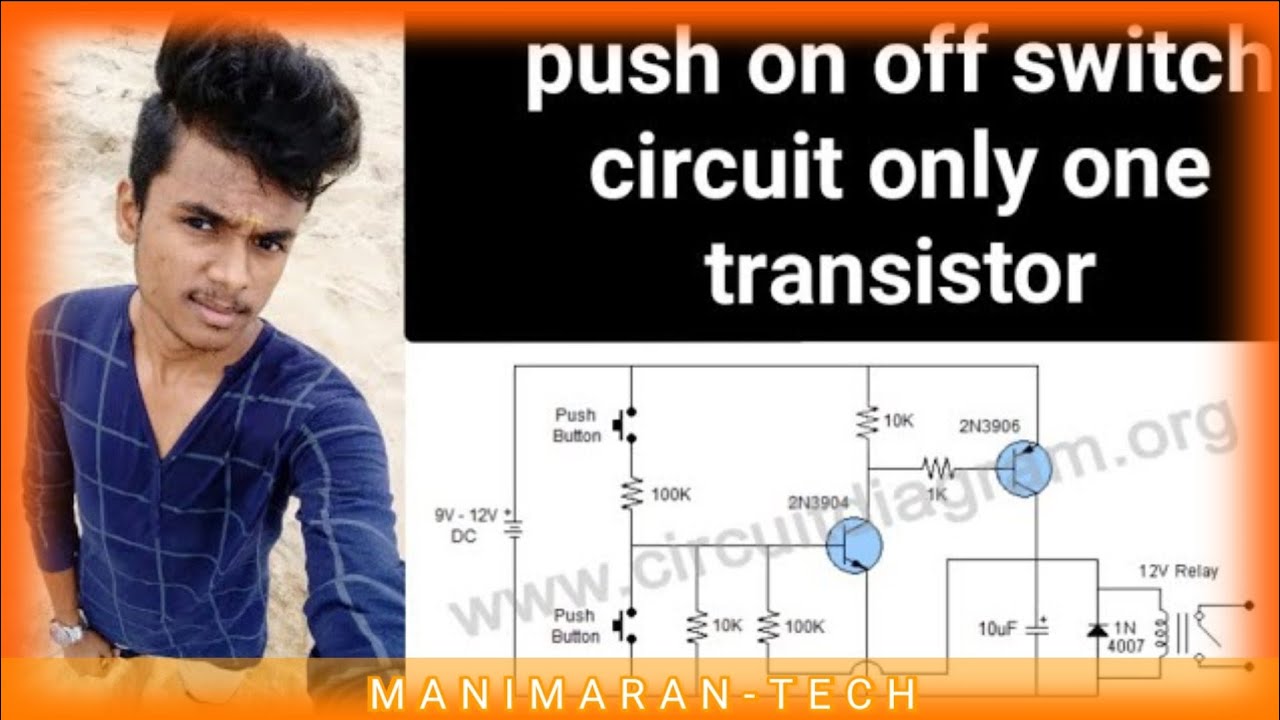 Push onoff switch circuit using only transistor simple latch circuit