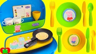 peppa pig makes george pancake breakfast learn utensils