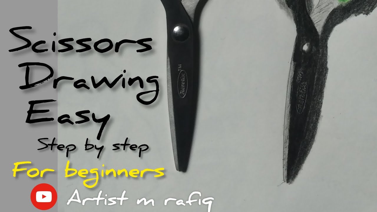 How to draw a Scissors ️ Easy step by step for Beginners || realistic ...