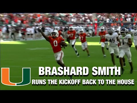 Miami Brashard Smith Runs The Kickoff Back 98-YDS To The House